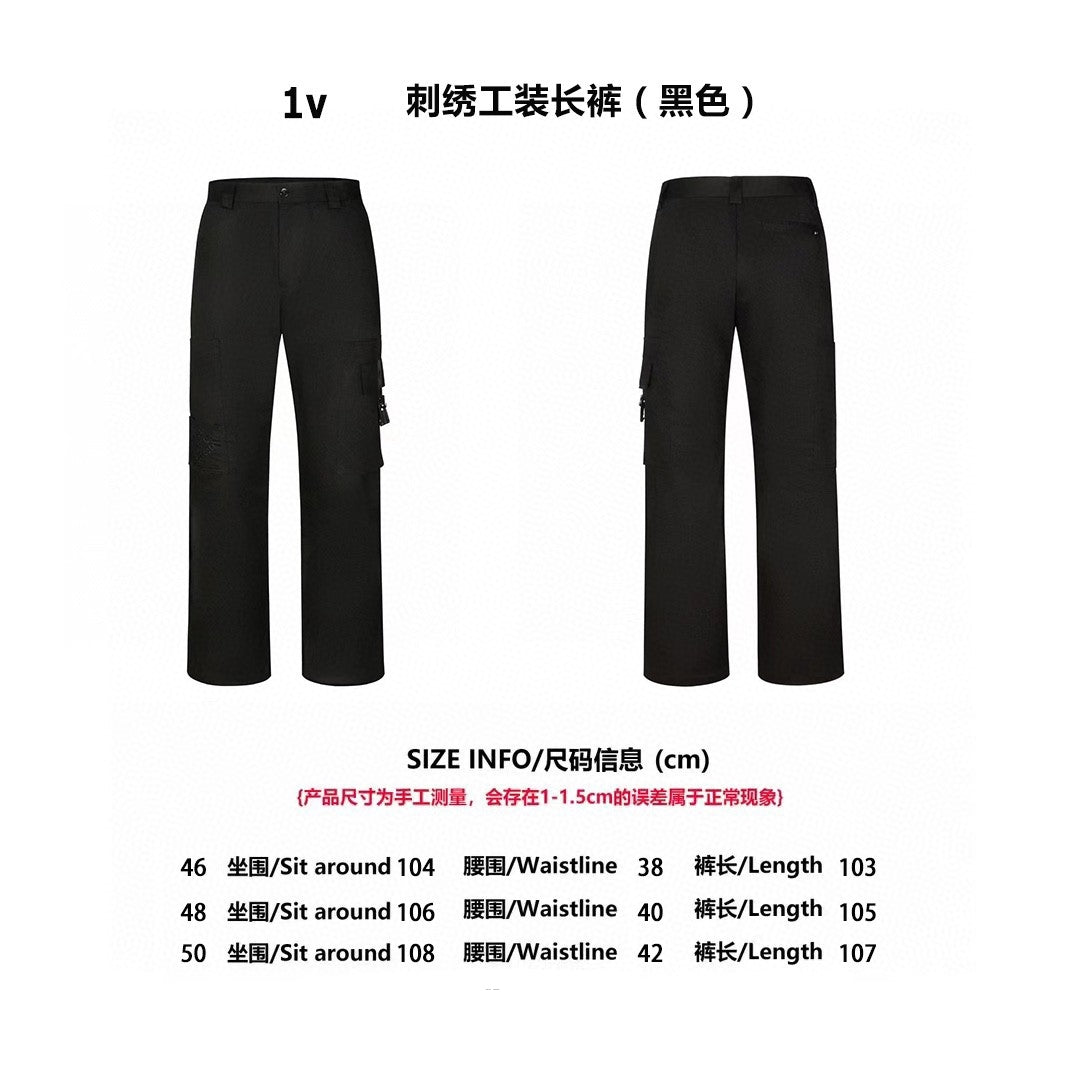 1v 24SS embroidery cargo pants