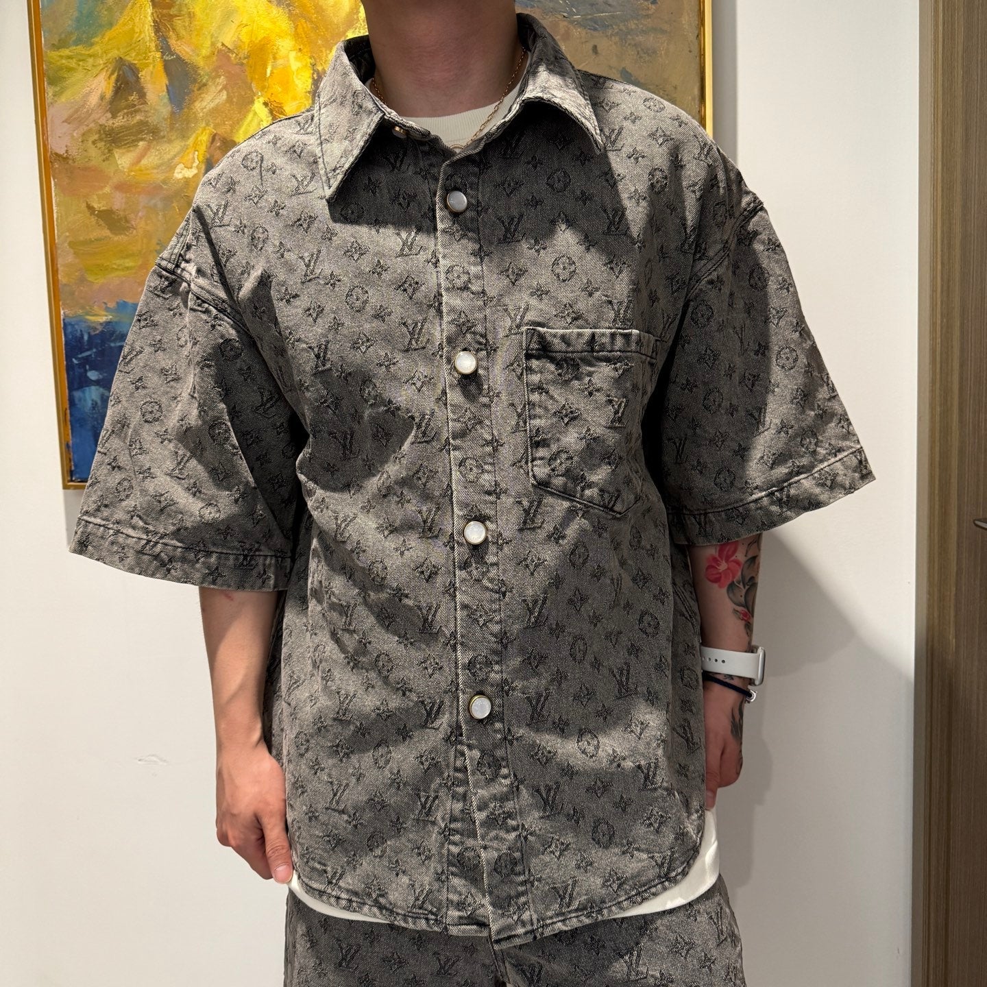 1V 2025ss jacquard denim shirt