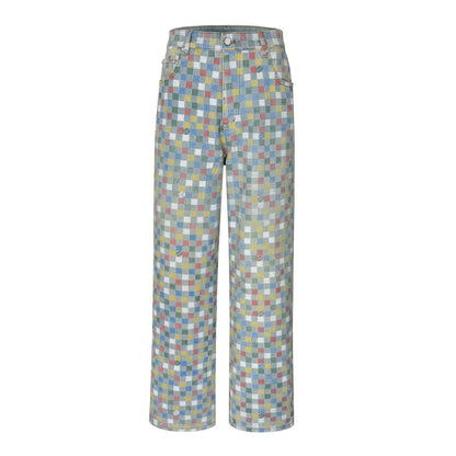 1V jacquard jeans