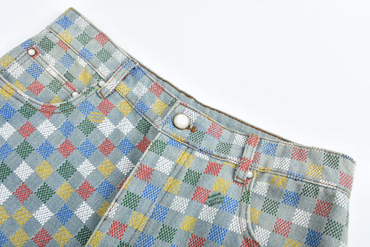 1V jacquard jeans