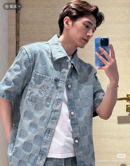 Louis 25ss jacquard denim shirt