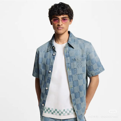 Louis 25ss jacquard denim shirt